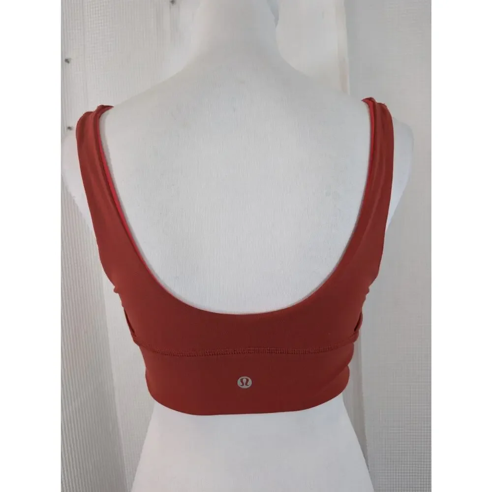 LULULEMON! REVERSIBLE RED/ORANGE ATHLETIC BRA TOP, LOGO BACK! ADORABLE! SZ M